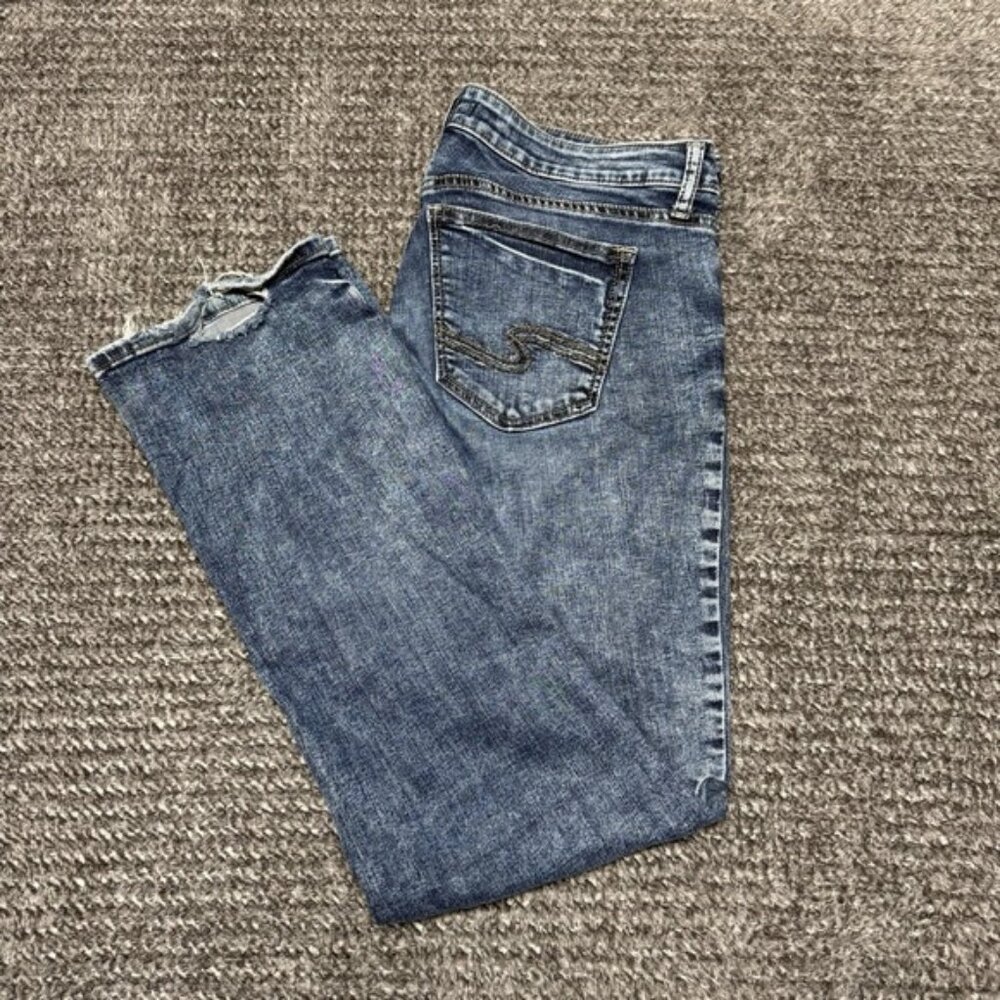 Silver Jeans Womens 31x31 Blue Denim Elyse Slim Boot Stretch Mid Rise Dark Wash